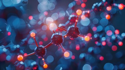 Fototapeta na wymiar Futuristic Science: 3D Rendering of a Glowing Molecular Structure Innovation Concept