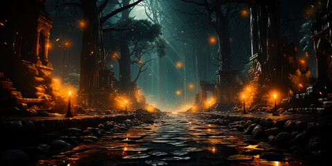 A shining moon, illuminating the path wandering, like a torch in a dark fores