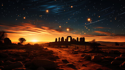 Black space nights dotted with stars, like tombs of ancient civilizations in the desert of the U