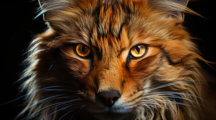 Fireorange eyes of the fox, cunning and insightful, like a flame of a night lamp - obrazy, fototapety, plakaty