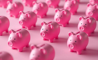 Pink Piggy Paradigm: Illustrating Personal Savings & Financial Investment - obrazy, fototapety, plakaty