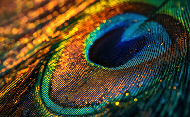 Naklejka premium Abstract Macro of Peacock Feather