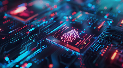 Card data protection with biometric technology concept. Fingerprint Scan Identification system security concept. Banking financial protection. Security. Generative Ai - obrazy, fototapety, plakaty