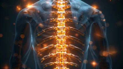 Fotobehang Lumbar spine X-ray showing straight spine without radiographic sign of spinal infection or metastasis. © standret