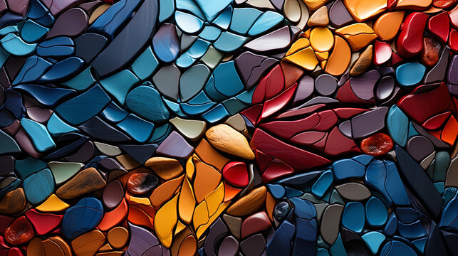 Mosaic from multi colored bricks, like a mosaic of life, made up of many div
