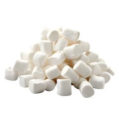 Pile of fluffy marshmallows isolated on white or transparent background 