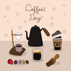 Coffee time graphic design set. Vector illustration.