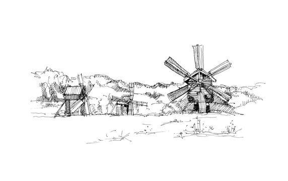 illustration of a windmill