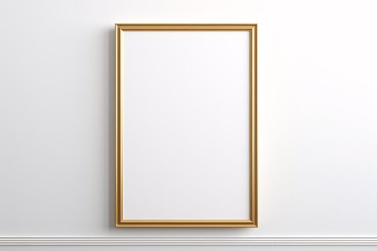 a gold frame on a white wall