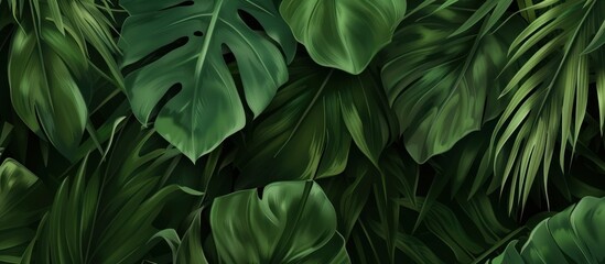 fresh green tropical leaves backgrounds and wallpapers - obrazy, fototapety, plakaty