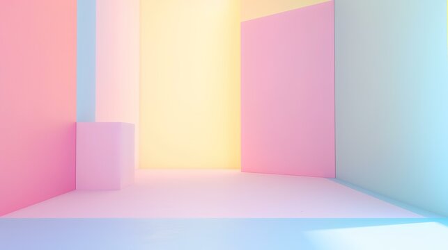 Abstract interior background, empty room with pastel colors, 3d render