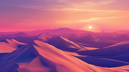 Sunset over purple sand dunes - obrazy, fototapety, plakaty