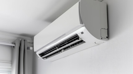 The air conditioner is on the wall.