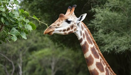 A Giraffe With Its Neck Craning To Reach A Leaf Upscaled 2