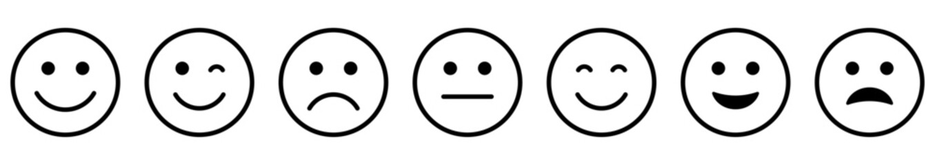 Emoticons set. Happy and sad line emoji. Design can use for web and mobile app. Vector illustration