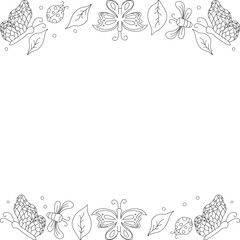 Spring frame with butterflies. butterflies background. drawn spring illustration