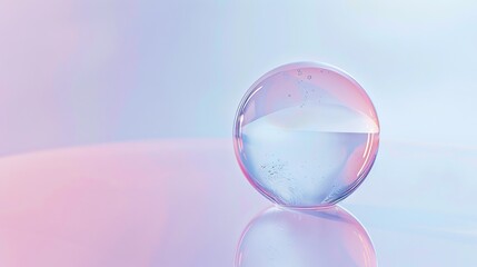 A single soap bubble isolated on a white canvas, capturing its delicate and ephemeral nature 