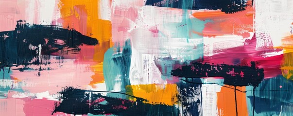 Abstract colorful brush strokes on canvas