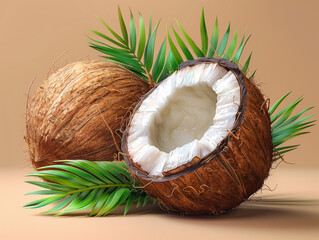 Coconuts on brown background