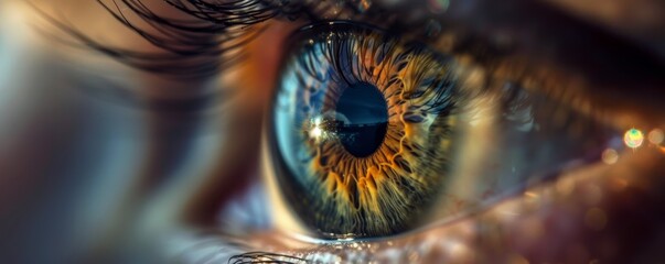 Extreme close-up of a human eye with detailed iris