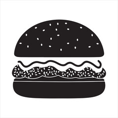 hamburger , black isolated silhouette, Fast food icon. Vector illustration, Burger vector silhouette illustration, Burger Food vector
