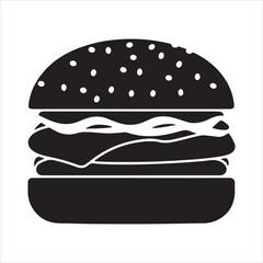 hamburger , black isolated silhouette, Fast food icon. Vector illustration, Burger vector silhouette illustration, Burger Food vector