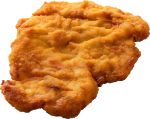 Homemade breaded chicken schnitzel isolated.