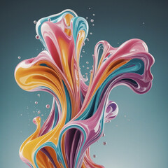 cascading liquid streams abstract shape, 3d render style, isolated on a transparent background