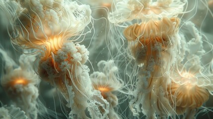 Underwater view of jellyfish - obrazy, fototapety, plakaty