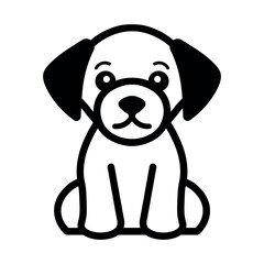 black vector puppy icon on white background