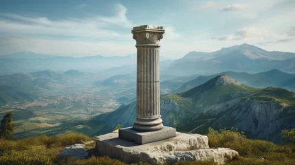 Fototapeten Doric column on mountain summit offering panoramic scenic vistas © javier