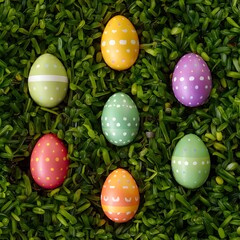 Fototapeta na wymiar Playful Easter Eggs hidden among lush foliage for an Easter hunt For Social Media Post Size