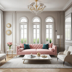 beautiful living room in classic interior style luxury home element ornament decorate stylish living room furniture house beauty interior home design background