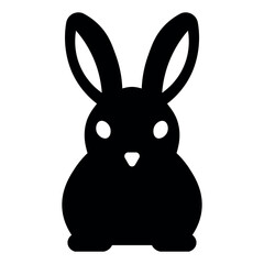 black vector rabbit icon on white background