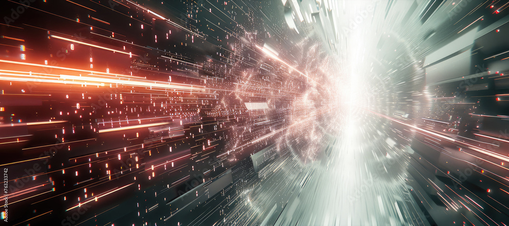 Aufkleber Technology background of high speed global data number cyber attack. Generative AI.