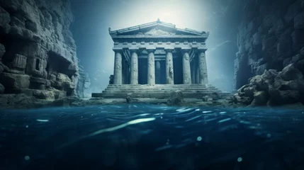 Fotobehang Underwater Greek temple as research station scientists explore mysteries © javier
