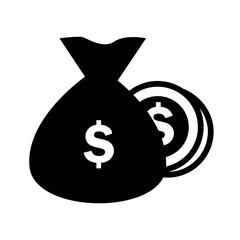 simple money icon coin or paper money or bag money