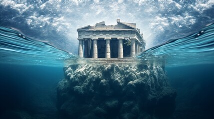 Underwater exploration at Greek temple converted to research station - obrazy, fototapety, plakaty