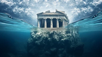 Fotobehang Underwater exploration at Greek temple converted to research station © javier