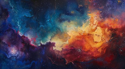 Obraz na płótnie Canvas Abstract cosmic painting with vibrant colors