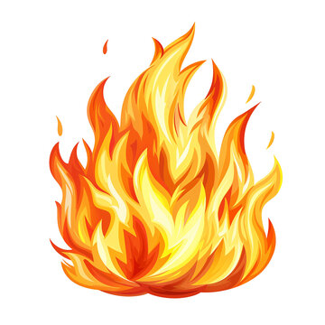 Fire in a flat cartoon style image for business