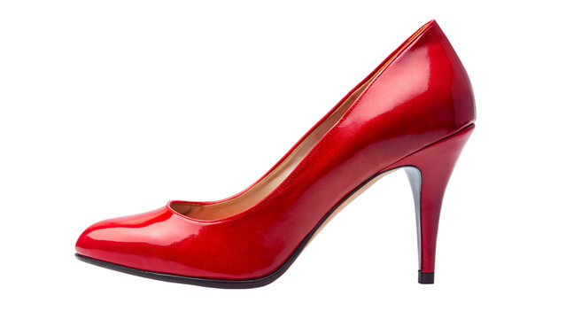 Red high heel. isolated on transparent background.