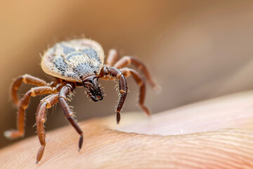 Close up of tick insect on human skin