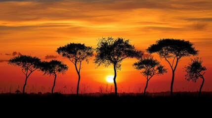 Fototapeta na wymiar Silhouette of trees against sunset sky
