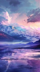 Surreal mountain landscape with vibrant colors