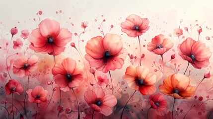 Artistic illustration of vibrant red poppies