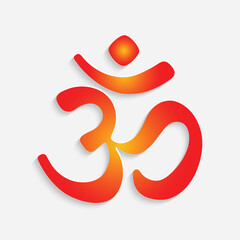 Om or Aum Indian sacred sound. The symbol of the divine triad of Brahma, Vishnu and Shiva. The sign of the ancient mantra. Vector illustration