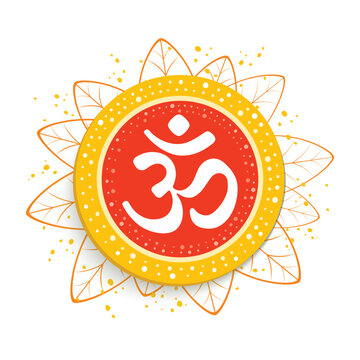Om or Aum Indian sacred sound. The symbol of the divine triad of Brahma, Vishnu and Shiva. The sign of the ancient mantra.