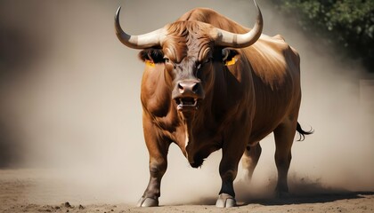 A Bull With A Fierce Expression Upscaled 2 - obrazy, fototapety, plakaty
