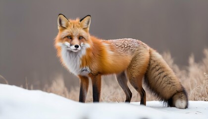 A Fox With Its Fur Fluffed Up Against The Cold Upscaled